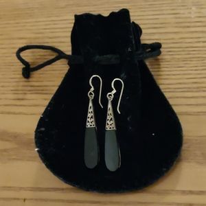 Stirling silver and black onyx teardrop earrings